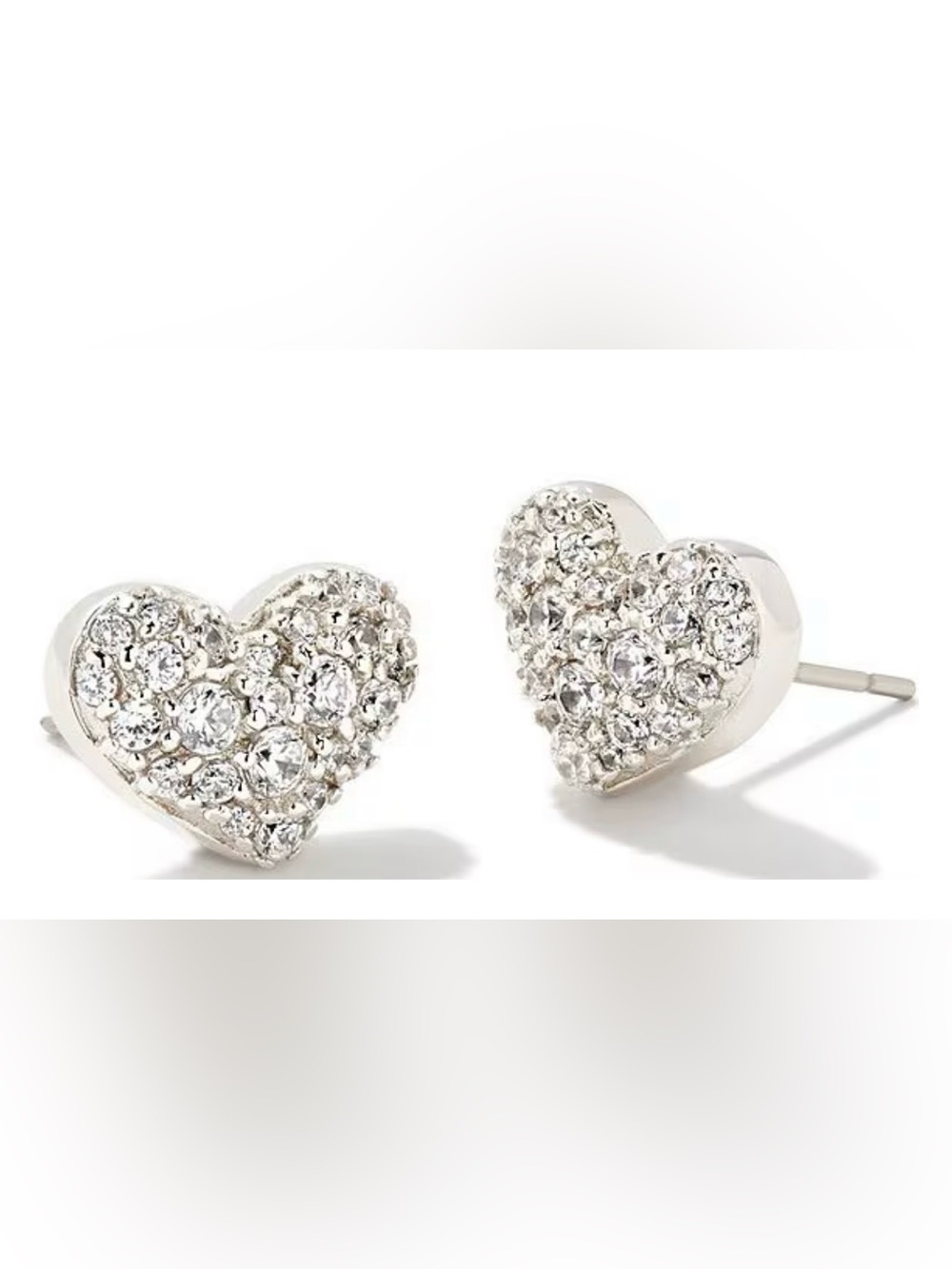 Kendra Scott Silver Crystal Heart Pave Stud Ari Earrings
